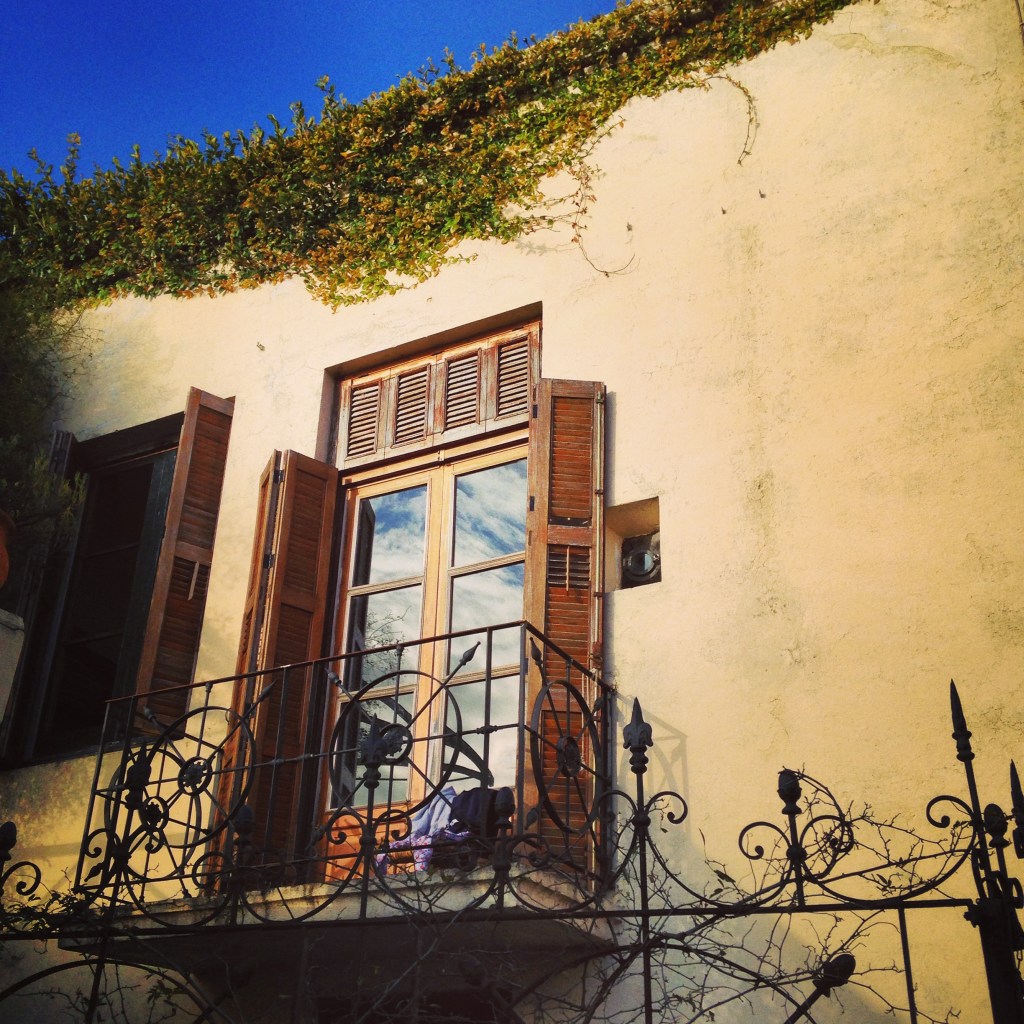 Wooden balcony shutters